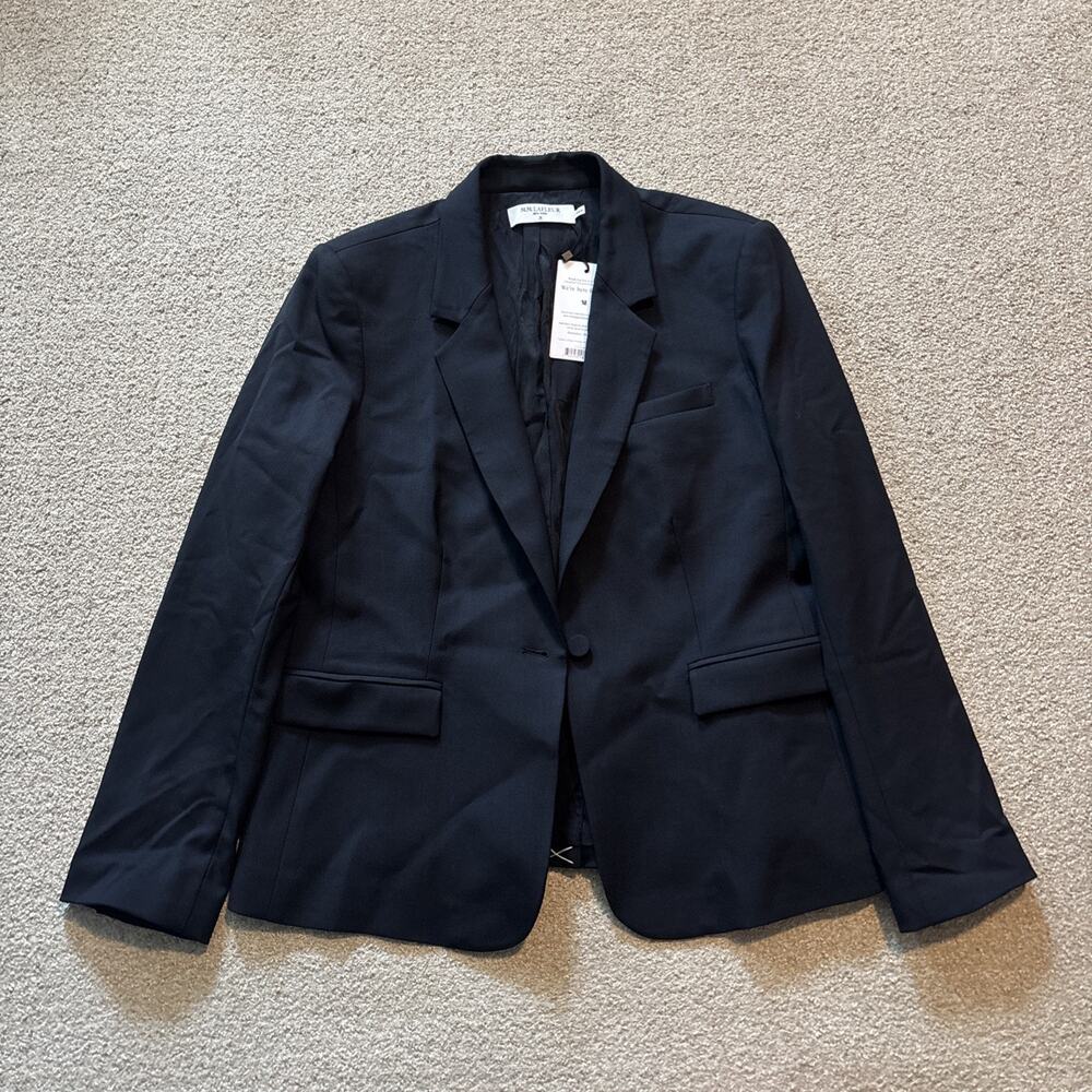 M.M.LaFleur Yasmine 1.0 Blazer Women Sz 14 Washable Wool Twill Navy Blue NWT